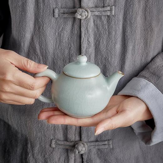  台湾丰子 天青吉祥壶 汝窑茶壶开片手工陶瓷家用功夫泡茶壶汝瓷单壶吉祥壶 商品图3