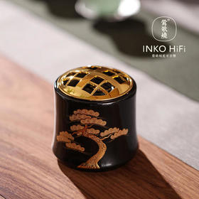  莺歌烧 黑底金苍松蓝牙音箱 陶瓷蓝牙音箱家用茶台摆件HIFI音响高档禅意茶道摆件