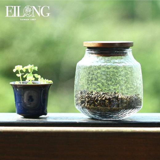  典雅玻璃储存罐小典雅玻璃储存罐大锤纹木六角玻璃储存罐茶叶罐耐热玻璃密封罐 商品图1