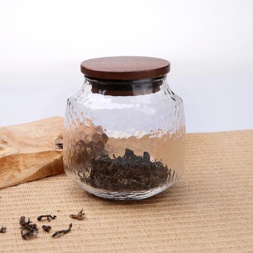  典雅玻璃储存罐小典雅玻璃储存罐大锤纹木六角玻璃储存罐茶叶罐耐热玻璃密封罐 商品图2