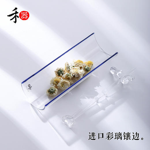  禾器 行云茶则玻璃茶则三件套礼盒装 彩璃镶边茶勺茶针茶拨 商品图3
