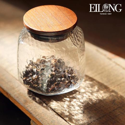  典雅玻璃储存罐小典雅玻璃储存罐大锤纹木六角玻璃储存罐茶叶罐耐热玻璃密封罐 商品图0