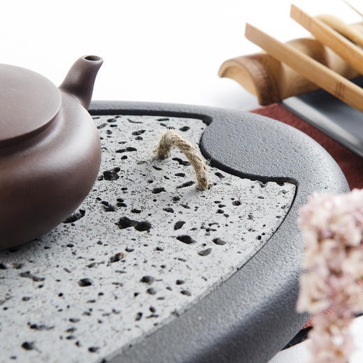  石至茗归 与君醉 金音石天然金音石火山岩石茶盘精致实用干泡湿泡简约时尚人气茶盘 商品图1