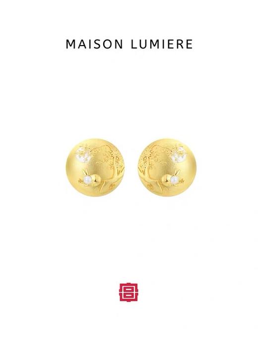 明月玉兔珐琅耳夹 商品图0