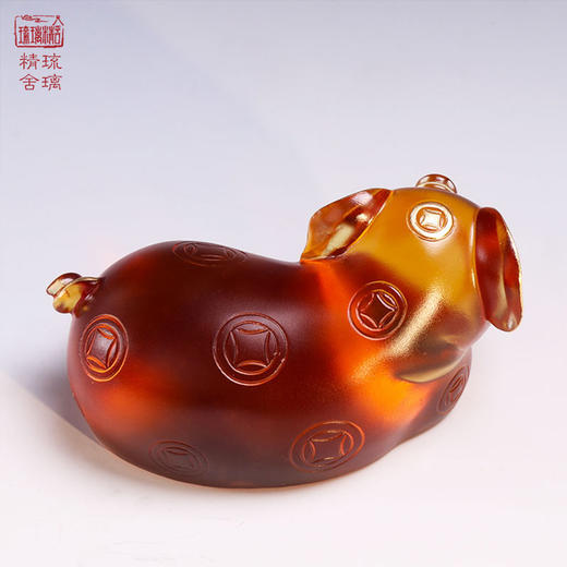  心缘堂 琉璃 金钱猪琉璃摆件家居饰品商务礼品茶宠摆件礼物茶道配件 商品图3