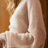 欧芮儿宽松显瘦长袖镂空套头粉色灯笼袖毛衣女春 商品缩略图3