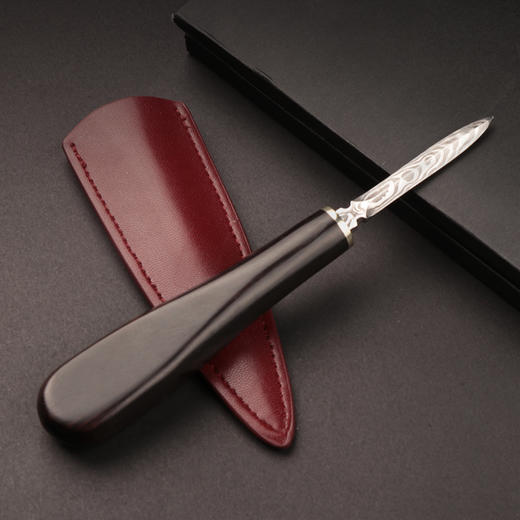  双用茶刀椭圆形花枝木大马士革茶刀雪茄型大马士茶刀竹节式茶刀 商品图1