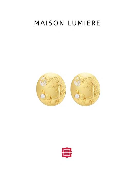 明月玉兔珐琅耳夹 商品图1