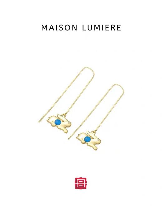 明月玉兔珐琅耳线 商品图1