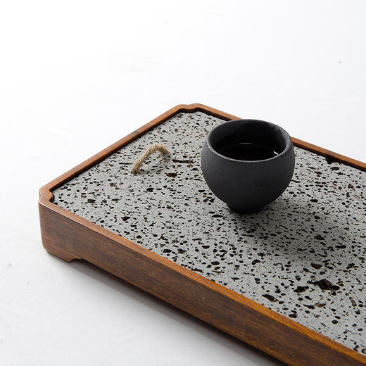  石至茗归 岩居一火山岩重竹干泡湿泡两用石茶台现代时尚简约大气石头茶盘 商品图2