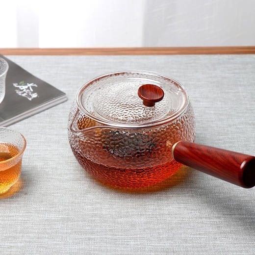  弘龙 侧把壶八角锤纹侧把锤目纹 煮茶壶实木把煮茶器耐高温过滤电陶炉适用茶壶 商品图1