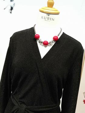 丁摩 V领法式亮丝针织弹力双层名媛小黑裙年会连衣裙20-207DS399