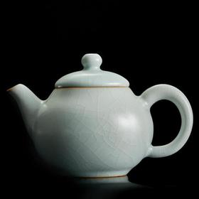  台湾丰子 天青吉祥壶 汝窑茶壶开片手工陶瓷家用功夫泡茶壶汝瓷单壶吉祥壶