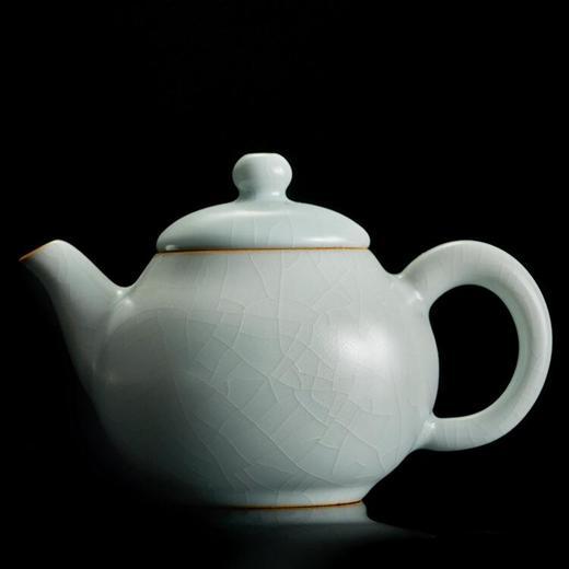  台湾丰子 天青吉祥壶 汝窑茶壶开片手工陶瓷家用功夫泡茶壶汝瓷单壶吉祥壶 商品图0