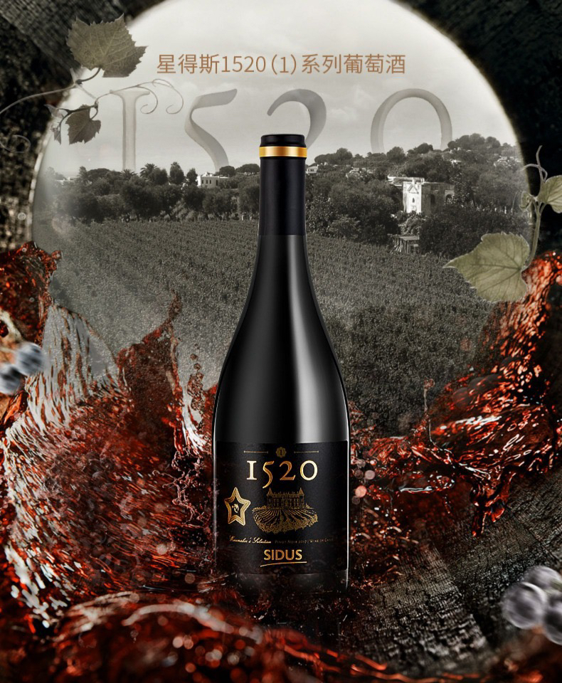 星得斯1520(1)葡萄酒智利红酒原瓶进口黑皮诺干红单支礼盒750ml