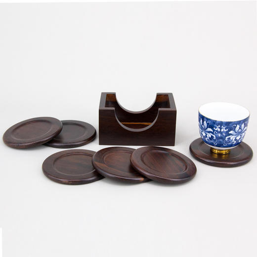 黑檀半圆杯托组 黑檀圆形杯托组 花梨半圆杯托组 茶杯垫茶道配件