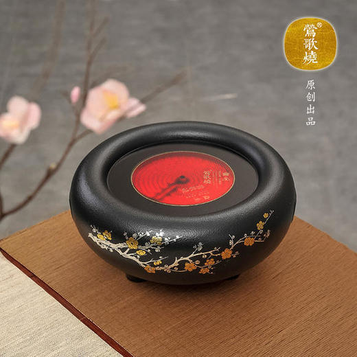  莺歌烧 黑底金银梅花 电陶炉煮茶器家用无噪音自动台式泡茶小号 商品图0