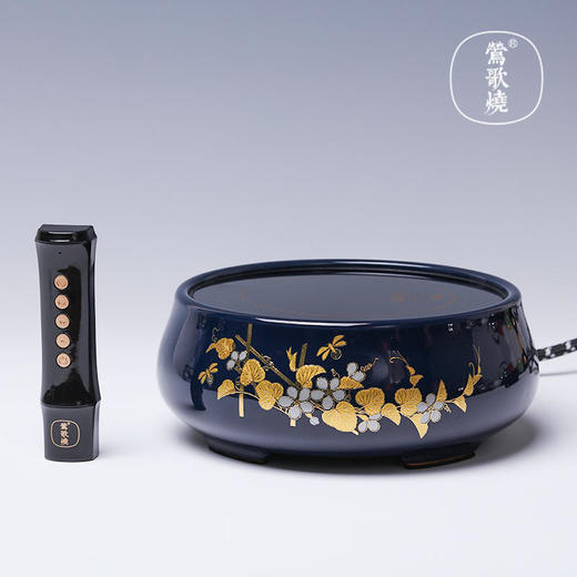  莺歌烧 霁蓝瓜香满圆电陶炉矮炉 静音小型煮茶器家用台式便携煮茶迷你茶炉 商品图1