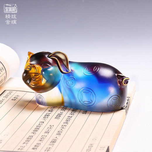  心缘堂 琉璃 金钱猪琉璃摆件家居饰品商务礼品茶宠摆件礼物茶道配件 商品图1