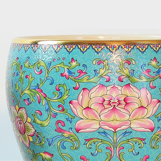  莺歌烧 宝蓝底莲花纹珐琅彩风炉 煮茶器家用无噪音自动台式功夫泡茶小号 商品图3