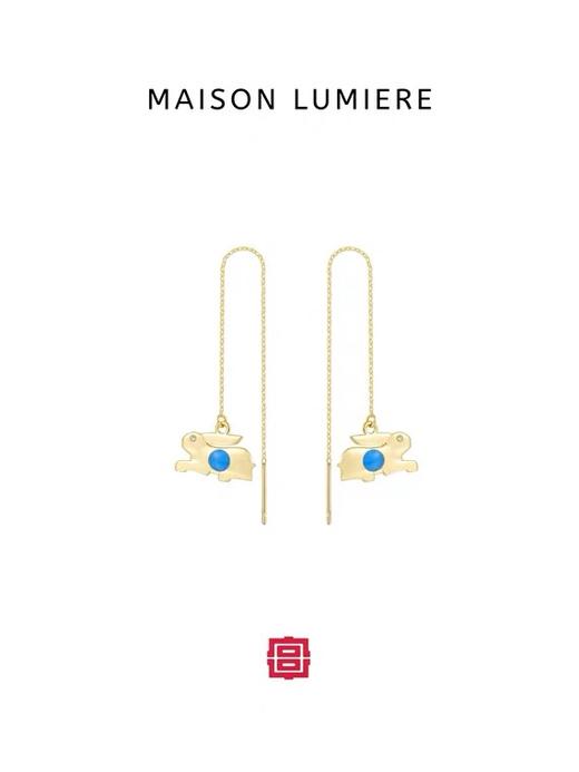 明月玉兔珐琅耳线 商品图0