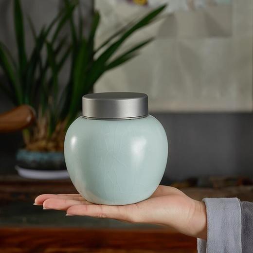  台湾丰子 天青圆福罐 汝窑茶叶罐陶瓷密封储茶罐家用手工茶仓醒茶罐 商品图0