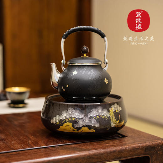 莺歌烧 金星松鹤长青电陶炉矮炉 静音小型煮茶器家用台式便携煮茶迷你茶炉 商品图3