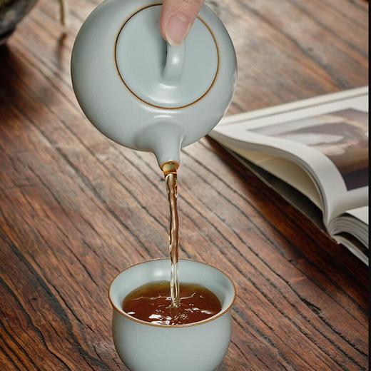  台湾丰子 天青圆满壶 汝窑茶壶单壶开片可养泡茶壶汝瓷冰裂釉手工圆满壶 商品图2