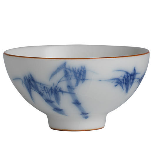  溪陶坊 汝窑兰花柳腰杯竹子柳腰杯主人杯茶杯开片品茗杯汝瓷茶具象牙白汝窑单杯 商品图2