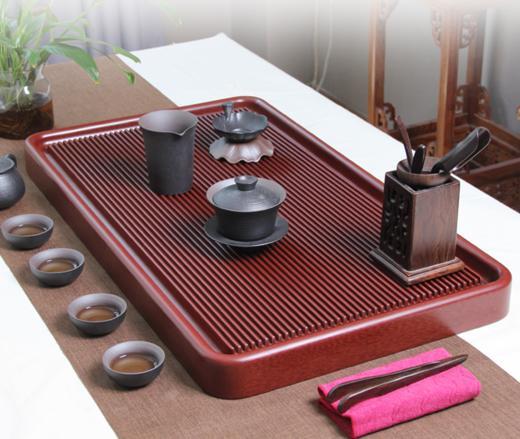  弘龙 电木茶盘胶木茶盘德红德国实木茶盘家用简约大号电胶木茶台可定制功夫茶盘 商品图0