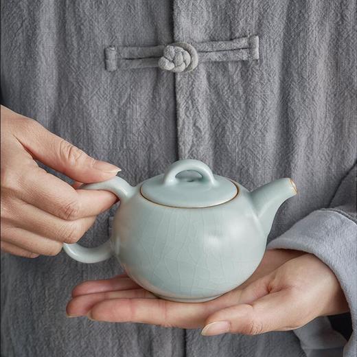  台湾丰子 天青圆满壶 汝窑茶壶单壶开片可养泡茶壶汝瓷冰裂釉手工圆满壶 商品图3