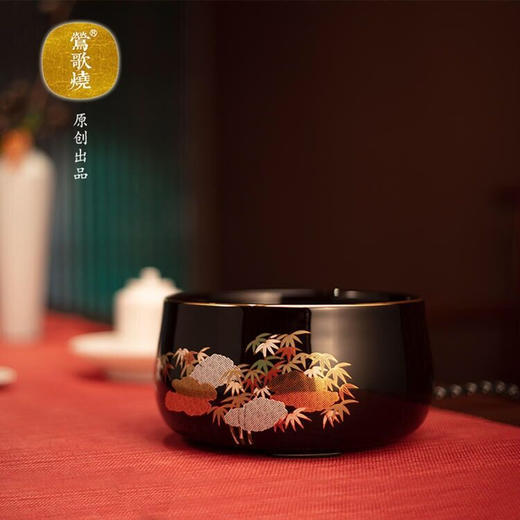  莺歌烧 黑底云竹纹电陶炉 静音防干烧自动关机煮茶炉银壶铁壶莺歌烧炉 商品图0