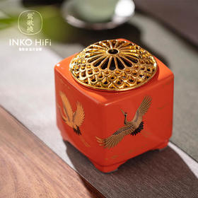  莺歌烧 四方桔地祥鹤纹蓝牙音箱 新品HIFI蓝牙禅音音响家用茶台高档茶道摆件