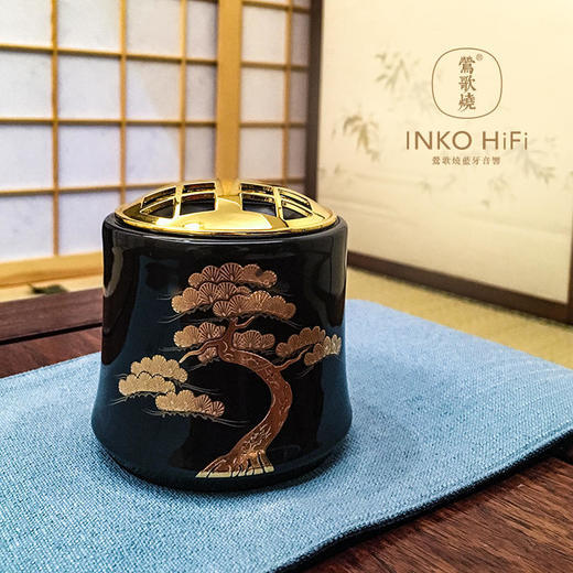  莺歌烧 黑底金苍松蓝牙音箱 陶瓷蓝牙音箱家用茶台摆件HIFI音响高档禅意茶道摆件 商品图1