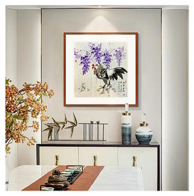 张贵方-真迹- 国画-花鸟画《新春喜相逢》客厅 餐厅 玄关