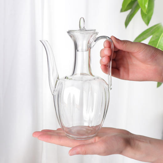  弘龙 执壶 手工玻璃手执壶透明耐热斗茶汤瓶绿茶壶复古仿宋代贵妃泡茶壶 商品图1