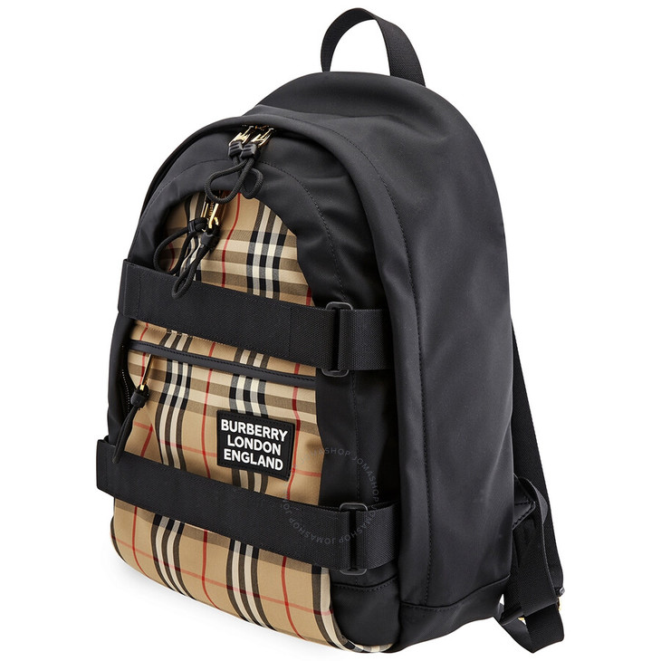 burberry/双肩包 经典格栅驼色双肩包