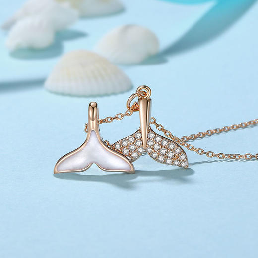 mclon/曼卡龙轻奢时尚珠宝 s925银锆石贝母项链女 18k玫瑰金首饰吊坠