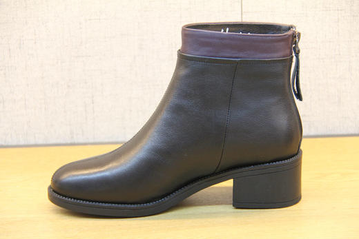 豪行冬款29428357小短靴加绒真皮女鞋粗跟矮帮靴子方根跟百搭棉鞋 商品图2