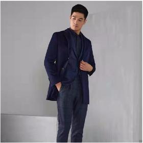 南4雅戈尔深蓝色羊毛大衣