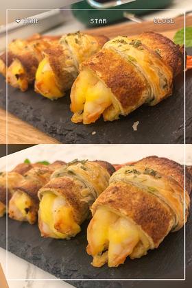 空气炸锅版面包芝士虾