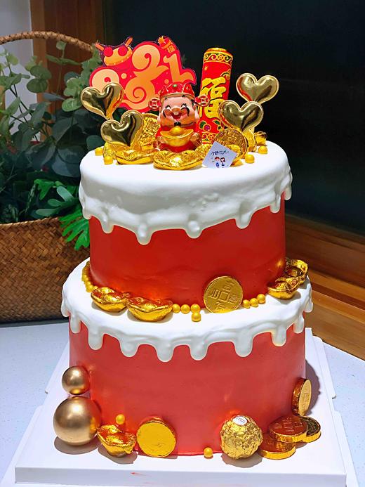 双层财神新年蛋糕 下单前请仔细阅读商品详情 商品图0