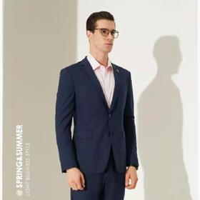 南4雅戈尔蓝色羊毛混纺修身套西