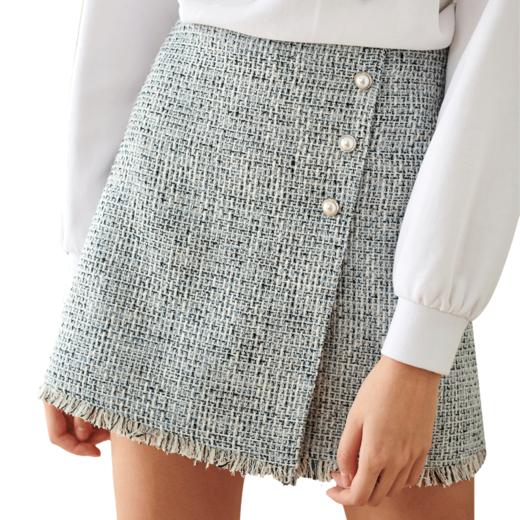 欧芮儿春新款高腰显瘦半身裙女小香风短裙流苏不规则包臀裙 商品图4