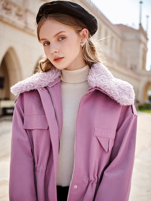 欧芮儿羽绒服女冬季新款修身显瘦收腰白鸭绒洋气紫色中长款 商品图2