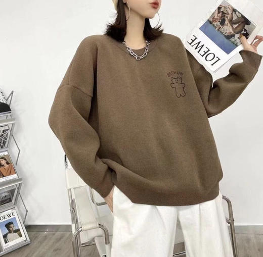 胖胖堂大码休闲女装2021春新款 彩虹小熊毛衣针织衫7217 商品图8