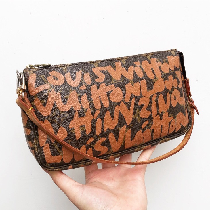 lv路易威登老花橘色涂鸦麻将包