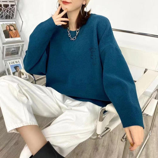 胖胖堂大码休闲女装2021春新款 彩虹小熊毛衣针织衫7217 商品图7