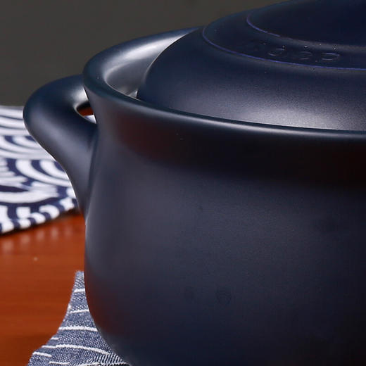 凯得宝（Kdep）日本砂锅炖锅陶瓷煲汤锅煲仔饭家用沙锅明火耐高温石锅 2~3人适用 2.2L 深蓝色 商品图3