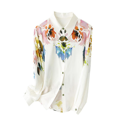 上海旗袍厂ASE-9025印花立领时尚真丝衬衫 商品图4